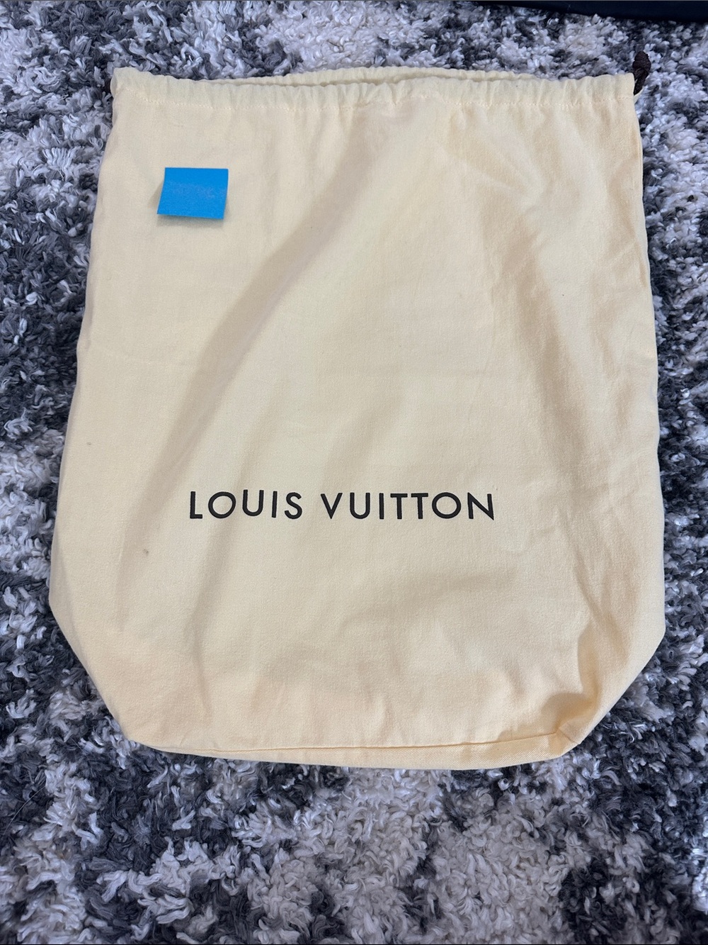 Louis Vuitton Cream Dust Bag with Black Logo